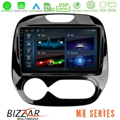 Bizzar M8 Series Renault Captur 2013-2019 (Auto AC) 8core Android12 4+32GB Navigation Multimedia Tablet 9