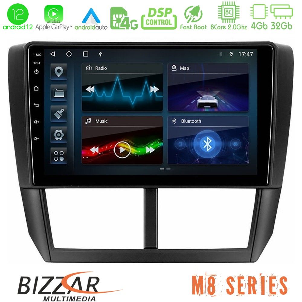 Bizzar M8 Series Subaru Forester 8core Android12 4+32GB Navigation Multimedia Tablet 9