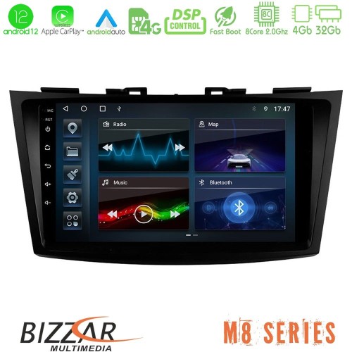 Bizzar M8 Series Suzuki Swift 2011-2016 8core Android12 4+32GB Navigation Multimedia Tablet 9