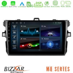 Bizzar M8 Series Toyota Corolla 2007-2012 8core Android12 4+32GB Navigation Multimedia Tablet 9