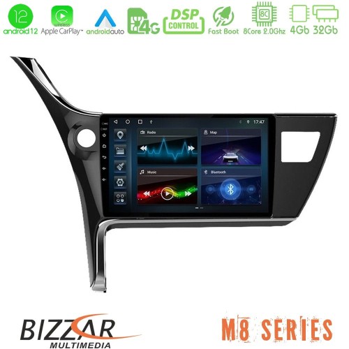 Bizzar M8 Series Toyota Corolla 2017-2018 8core Android12 4+32GB Navigation Multimedia Tablet 10