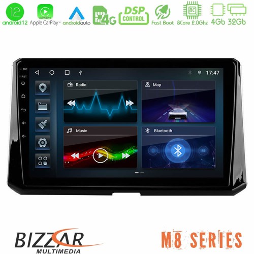 Bizzar M8 Series Toyota Corolla 2019-2022 8core Android12 4+32GB Navigation Multimedia Tablet 9