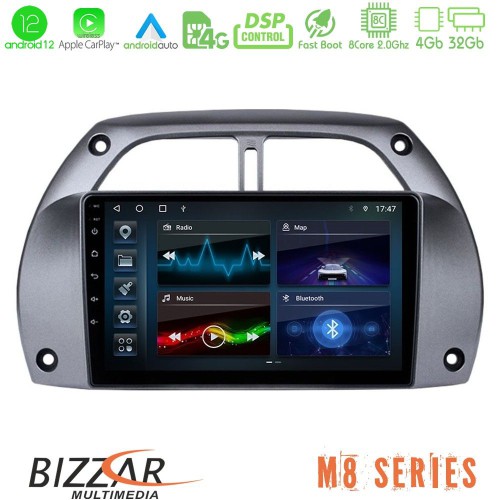 Bizzar M8 Series Toyota RAV4 2001 - 2006 8core Android12 4+32GB Navigation Multimedia Tablet 9