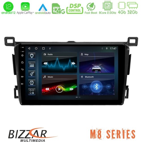 Bizzar M8 Series Toyota RAV4 2013-2018 8core Android12 4+32GB Navigation Multimedia Tablet 9