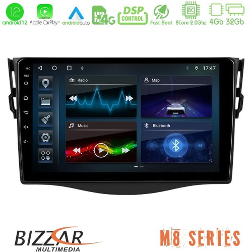 Bizzar M8 Series Toyota RAV4 8core Android12 4+32GB Navigation Multimedia 9