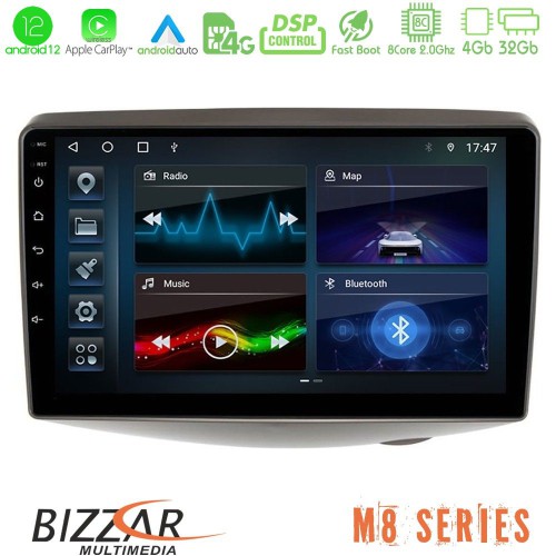 Bizzar M8 Series Toyota Yaris 1999 - 2006 8core Android12 4+32GB Navigation Multimedia Tablet 9