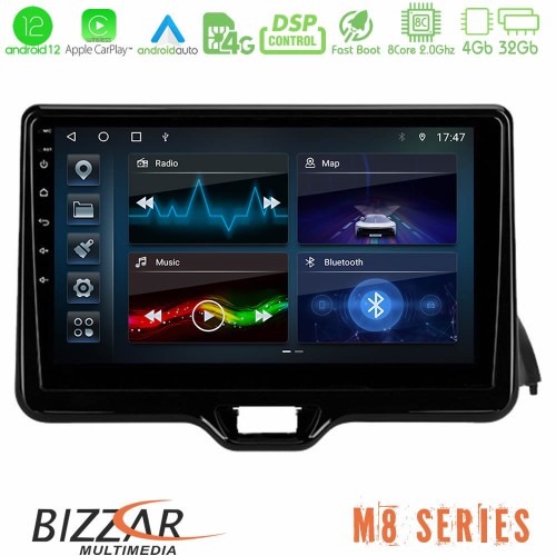 Bizzar M8 Series Toyota Yaris 2020> 8Core Android12 4+32GB Navigation Multimedia Tablet 9