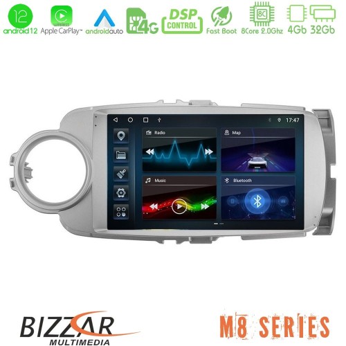 Bizzar M8 Series Toyota Yaris 8core Android12 4+32GB Navigation Multimedia Tablet 9
