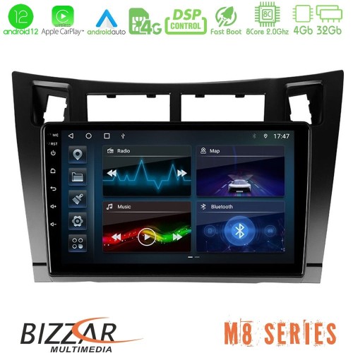 Bizzar M8 Series Toyota Yaris 8core Android12 4+32GB Navigation Multimedia Tablet 9