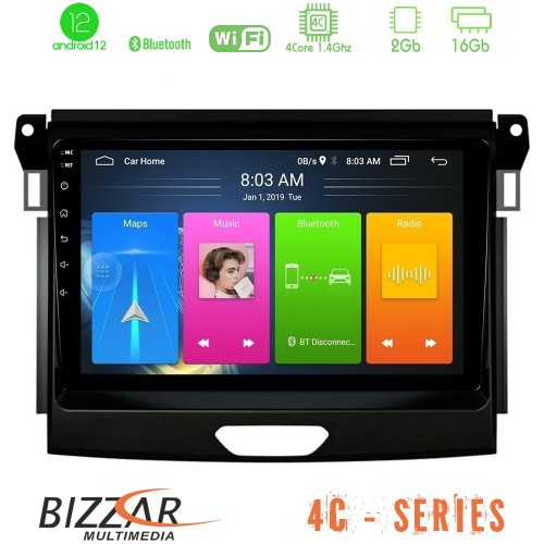 Bizzar 4C Series Ford Ranger 2017-2022 4Core Android12 2+16GB Navigation Multimedia Tablet 9 - U-LVT-FD0617 Bizzar 4C Series Ford Ranger 2017-2022 4Core Android12 2+16GB Navigation Multimedia Tablet 9 - U-LVT-FD0617
