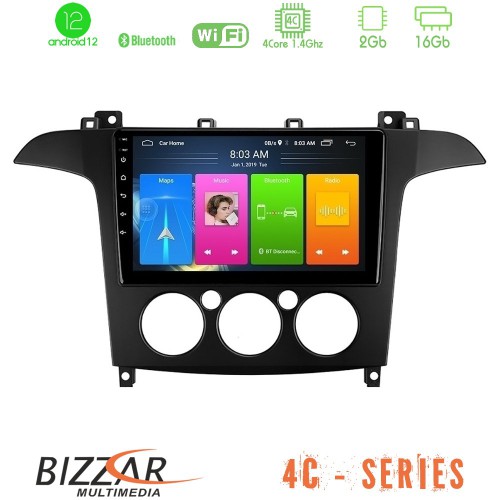 Bizzar 4C Series Ford S-Max 2006-2008 (manual A/C) 4Core Android12 2+16GB Navigation Multimedia Tablet 9 Bizzar 4C Series Ford S-Max 2006-2008 (manual A/C) 4Core Android12 2+16GB Navigation Multimedia Tablet 9