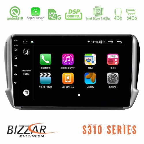 Bizzar S310 Peugeot 208/2008 Android 10 Multimedia Station Bizzar S310 Peugeot 208/2008 Android 10 Multimedia Station