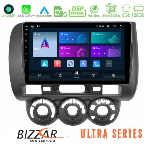 Bizzar Ultra Series Honda Jazz 2002-2008 (Manual A/C) 8core Android11 8+128GB Navigation Multimedia Tablet 9 Bizzar Ultra Series Honda Jazz 2002-2008 (Manual A/C) 8core Android11 8+128GB Navigation Multimedia Tablet 9