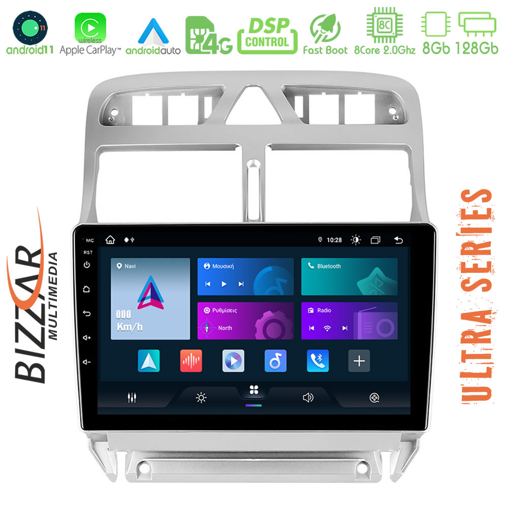 Bizzar Ultra Series Peugeot 307 2002-2008 8core Android11 8+128GB Navigation Multimedia Tablet 9