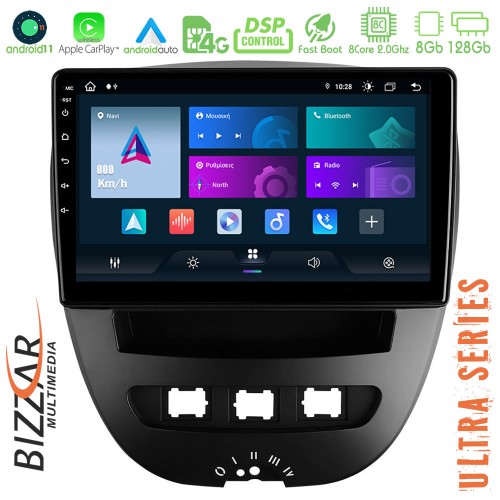 Bizzar Ultra Series Toyota Aygo/Citroen C1/Peugeot 107 8core Android11 8+128GB Navigation Multimedia Tablet 10