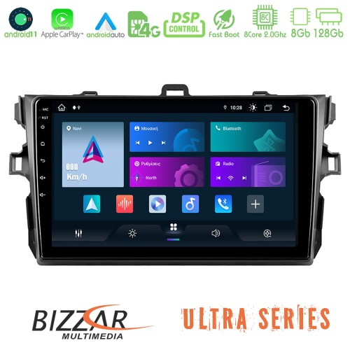 Bizzar Ultra Series Toyota Corolla 2007-2012 8core Android11 8+128GB Navigation Multimedia Tablet 9
