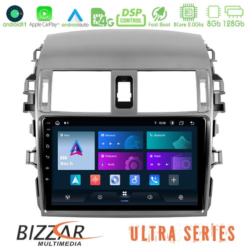 Bizzar Ultra Series Toyota Corolla 2008-2010 8core Android11 8+128GB Navigation Multimedia Tablet 9