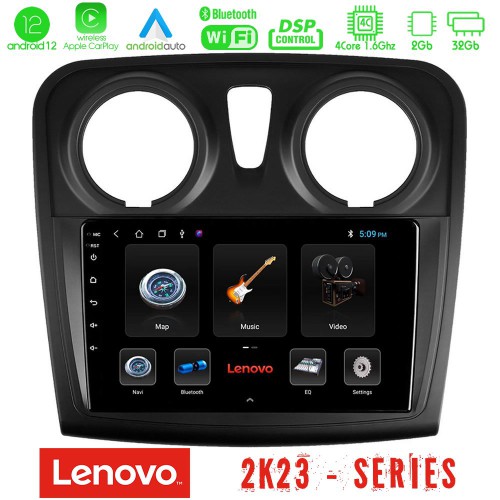Lenovo Car Pad Dacia Sandero 2014-2020 4Core Android12 2+32GB Navigation Multimedia Tablet 9