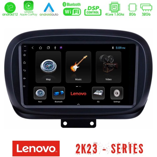Lenovo Car Pad Fiat 500X 4Core Android12 2+32GB Navigation Multimedia Tablet 9