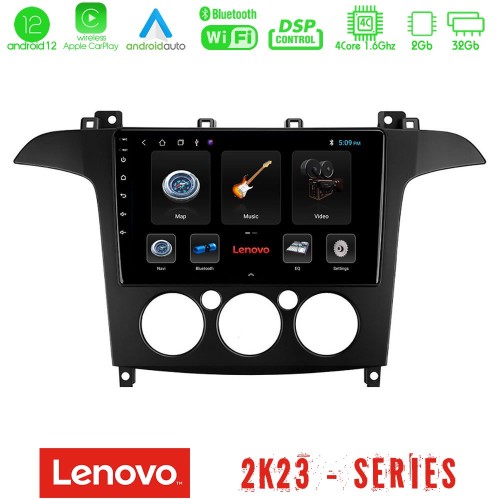 Lenovo Car Pad Ford S-Max 2006-2008 (manual A/C) 4Core Android12 2+32GB Navigation Multimedia Tablet 9