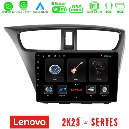 Lenovo Car Pad Honda Civic Hatchback 2012-2015 4Core Android12 2+32GB Navigation Multimedia Tablet 9