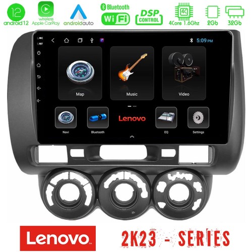 Lenovo Car Pad Honda Jazz 2002-2008 (Manual A/C) 4Core Android12 2+32GB Navigation Multimedia Tablet 9