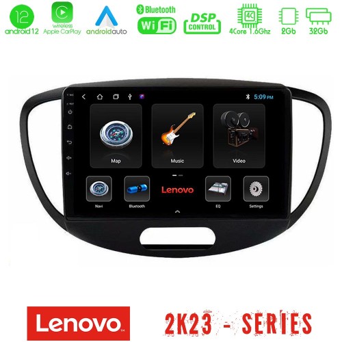 Lenovo Car Pad Hyundai i10 2008-2014 4Core Android12 2+32GB Navigation Multimedia Tablet 9