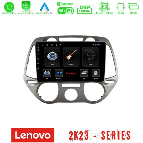 Lenovo Car Pad Hyundai i20 2009-2012 Manual A/C 4Core Android12 2+32GB Navigation Multimedia Tablet 9