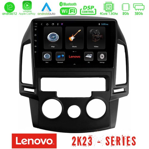 Lenovo Car Pad Hyundai i30 2007-2012 Manual A/C 4Core Android12 2+32GB Navigation Multimedia Tablet 9