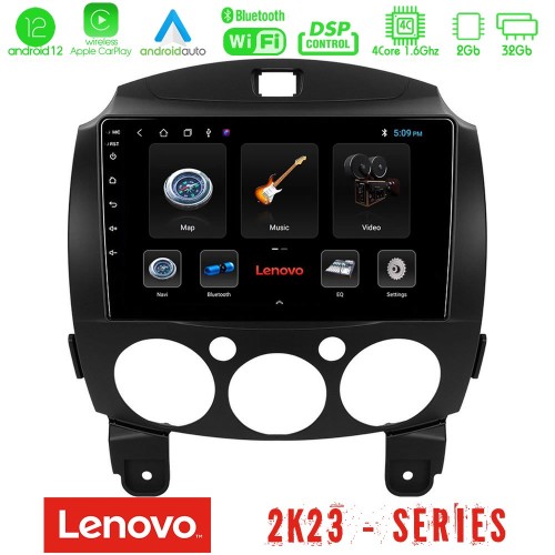Lenovo Car Pad Mazda 2 2008-2014 4Core Android12 2+32GB Navigation Multimedia Tablet 9