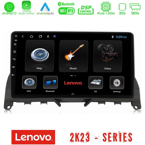 Lenovo Car Pad Mercedes C Class W204 4Core Android12 2+32GB Navigation Multimedia 9