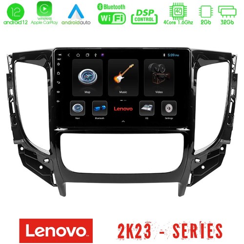 Lenovo Car Pad Mitsubishi L200 2016> & Fiat Fullback (Auto A/C) 4Core Android12 2+32GB Navigation Multimedia Tablet 9"