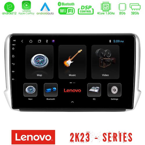 Lenovo Car Pad Peugeot 208/2008 4Core Android12 2+32GB Navigation Multimedia Tablet 10