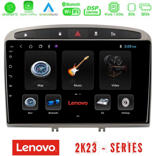 Lenovo Car Pad Peugeot 308/RCZ 4Core Android12 2+32GB Navigation Multimedia Tablet 9