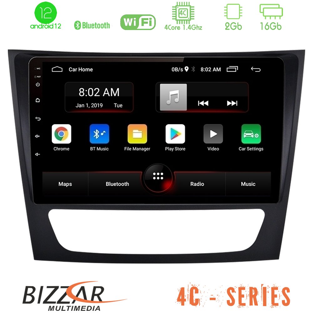 Bizzar 4C Series Mercedes E Class / CLS Class 4Core Android12 2+16GB Navigation Multimedia