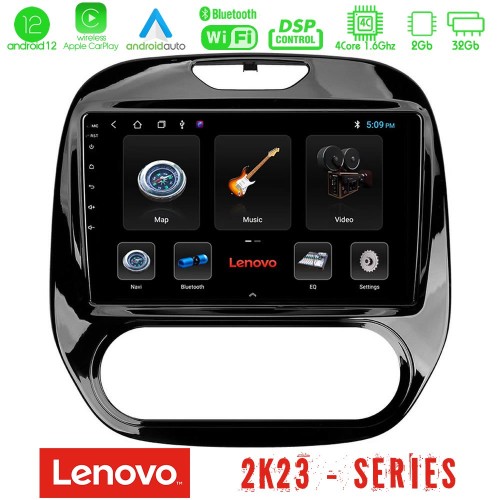 Lenovo Car Pad Renault Captur 2013-2019 (Manual AC) 4Core Android12 2+32GB Navigation Multimedia Tablet 9