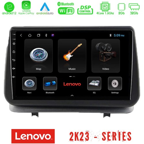 Lenovo Car Pad Renault Clio 2005-2012 4Core Android12 2+32GB Navigation Multimedia Tablet 9