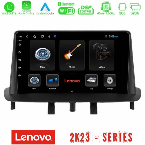 Lenovo Car Pad Renault Megane 3 2009-2013 4Core Android12 2+32GB Navigation Multimedia Tablet 9