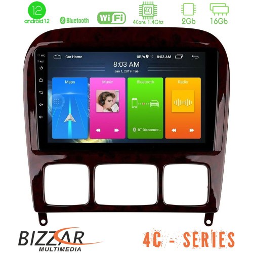 Bizzar 4C Series Mercedes S Class 1999-2004 (W220) 4Core Android12 2+16GB Navigation Multimedia Tablet 9 Bizzar 4C Series Mercedes S Class 1999-2004 (W220) 4Core Android12 2+16GB Navigation Multimedia Tablet 9