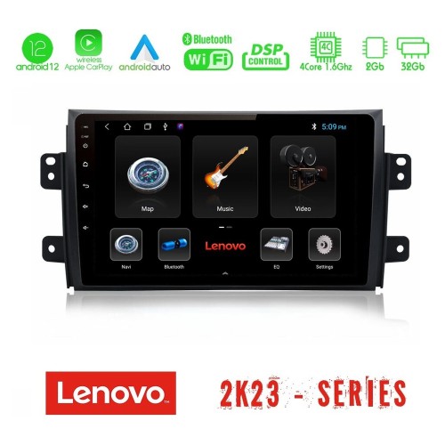 Lenovo Car Pad Suzuki SX4 2006-2014 Fiat Sedici 2006-2014 4Core Android12 2+32GB Navigation Multimedia Tablet 9