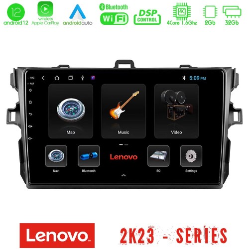 Lenovo Car Pad Toyota Corolla 2007-2012 4Core Android12 2+32GB Navigation Multimedia Tablet 9