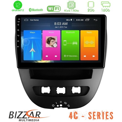 Bizzar 4C Series Toyota Aygo/Citroen C1/Peugeot 107 4Core Android12 2+16GB Navigation Multimedia Tablet 10 Bizzar 4C Series Toyota Aygo/Citroen C1/Peugeot 107 4Core Android12 2+16GB Navigation Multimedia Tablet 10