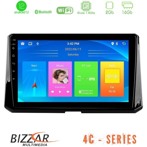 Bizzar 4C Series Toyota Corolla 2019-2022 4Core Android12 2+16GB Navigation Multimedia Tablet 9