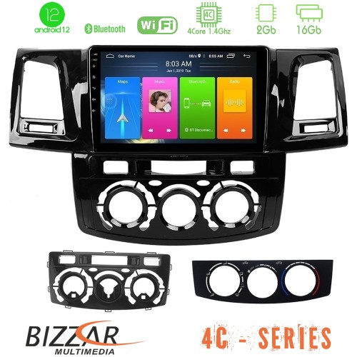 Bizzar 4C Series Toyota Hilux 2007-2011 4Core Android12 2+16GB Navigation Multimedia Tablet 9