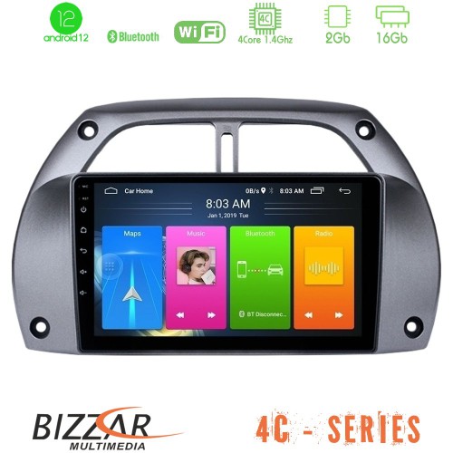 Bizzar 4C Series Toyota RAV4 2001 - 2006 4Core Android12 2+16GB Navigation Multimedia Tablet 9