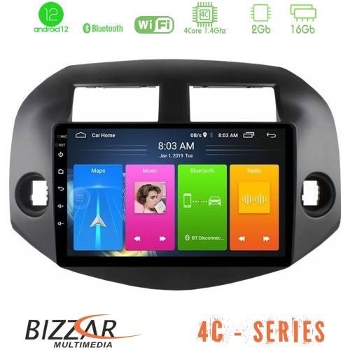 Bizzar 4C Series Toyota Rav4 2006-2012 4Core Android12 2+16GB Navigation Multimedia Tablet 10