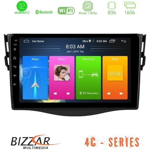 Bizzar 4C Series Toyota RAV4 4Core Android12 2+16GB Navigation Multimedia 9