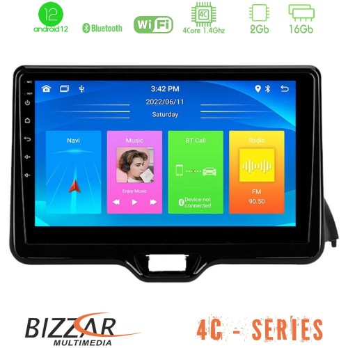 Bizzar 4C Series Toyota Yaris 2020> 4Core Android12 2+16GB Navigation Multimedia Tablet 9