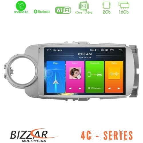 Bizzar 4C Series Toyota Yaris 4Core Android12 2+16GB Navigation Multimedia Tablet 9