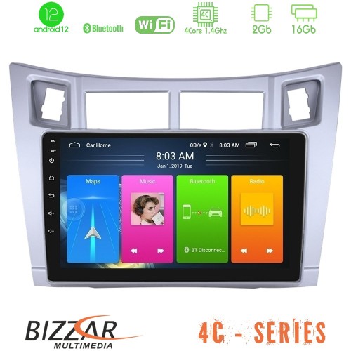 Bizzar 4C Series Toyota Yaris 4Core Android12 2+16GB Navigation Multimedia Tablet 9